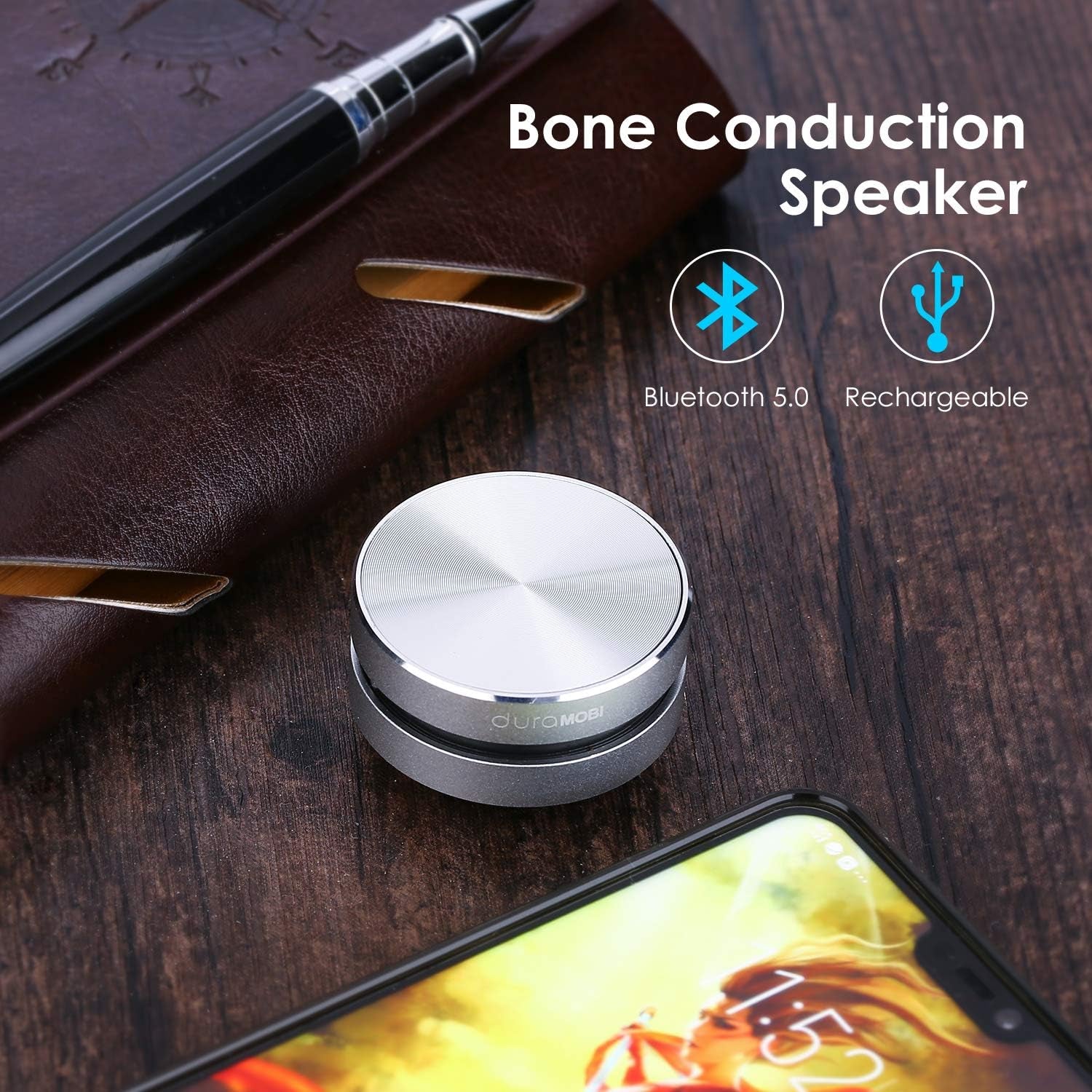 Bone Conduction Speaker, True Wireless Speakers Mini Portable Stereo Sound Creative Speaker Compatible with Iphone, Ipad, Samsung, Tablets and More Box, Bigvapor